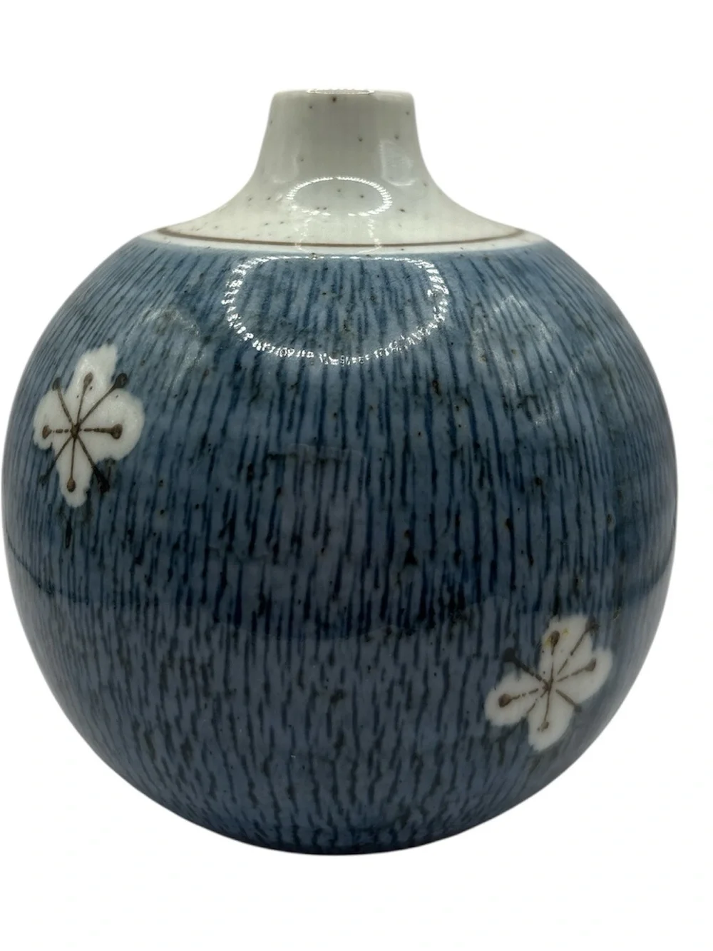 Blue Asian Cherry Blossom Brown Speckled Round 4